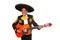 Charro mexican Mariachi playing guitar on white