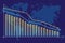 Chart of financial decline with a trend line chart. Global economic crisis, global recession, decrease graph.