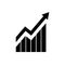 Chart graph. Black icon graph growth arrow. Hologram positive percentage. Growth direction business. Analysis information forecast