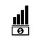 Chart, graph, diagram with money in cash, dollar, piles, stacks of dollars banknotes, symbol of economy growth, progress, profit,
