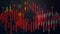 The chart of Japanese candlesticks in the colors of the flag of China and the USA is moving against the background of