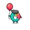 Chart mascot illustration is playing balloon