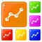 Chart statistics line icons set vector color