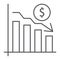 Chart thin line icon, finance banking, decrease