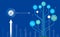 Chart and tree infographic showing growth of business and trade. The concept of business growth with internet and communication