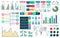 Charts and diagrams. Graphical colorful schemes infographic, rising and falling with percentages data financial analytic