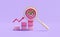 Charts,graph with analysis business financial data,online marketing,arrow,check,target,magnifying isolated on purple background,