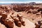 Charyn Canyon top view - geological formation consists of amazing big red sand stone. Charyn National Park. Kazakhstan.