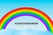 Chase the rainbow vector illustration. Rainbow in blue sky and clouds. Hope for victory over the coronavirus COVID-19 pandemic.