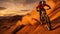 Chasing the Horizon: Mountain Biker's Sunset Trail Adventure. Generative ai