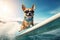Chasing the Swells: Happy Chihuahua Surfs in Style, Shades On - Generative AI