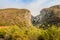 Chasm in mountain near Meiring`s Poort, de Rust, South Africa