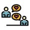Chat affection icon color outline vector