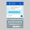 Chat app template whith mobile keyboard. Social network concept. Messenger window. Chating and messaging concept. Vector