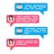 Chat background. Online messages on the screen. Man chatting with woman. Male and female avatars and speech bubbles. Vector illust