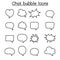 Chat balloon, speech bubble, talking, speaking icon set in thin line style