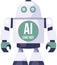 Chat Bot AI Robot vector character. Artificial intelligence GPT language model conversational chatbot. Smart A.I. virtual