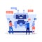 Chat bot concept with characters. People chatting with chatbot application. Modern vector illustration in flat style for landing