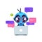 Chat bot. Cute cartoon robot with artificial intelligence, personal assistant and virtual support service concept