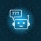 Chat Bot Face Icon With Question Mark Robot Over Blue Circuit Motherboard Background