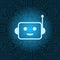 Chat Bot Face Icon Smiling Robot Over Blue Circuit Motherboard Background