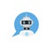 Chat bot in speech bubble. Support service Robot icon. Vector illustration