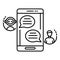 Chat bot talk smartphone icon, outline style