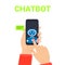 Chat bot woman hands mobile robot