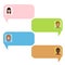 Chat bubbles. Chatbot and real people message