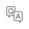 Chat cloud, question with answer sign line icon.