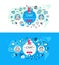 Chat. Flat line color hero images and hero banners design concept