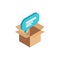Chat icon in box isometric
