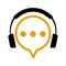 Chat icon with headphone, communication sign - 