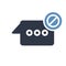 Chat icon, multimedia icon with not allowed sign. Chat icon and block, forbidden, prohibit symbol