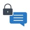 Chat lock glyph color flat vector icon