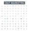 Chat marketing vector line icons set. Chat, Marketing, Automation, Engagement, Social, Strategy, Chatbot illustration