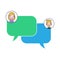 Chat messages notification on smartphone vector illustration, flat cartoon sms bubbles on mobile phone screen, man person chatting