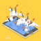 Chat online isometric flat vector concept