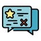 Chat reputation product review icon color outline vector