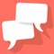 Chat speech bubbles vector white on a Coral color background