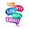 Chat words - LOL OMG WTF ROFL LMAO. Internet slang.