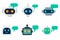 Chatbot icons set, flat style