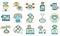 Chatbot icons set vector flat