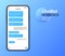 Chatbot mobile UI design concept. Sms Messenger. Online conversation with texting message. Vector illustration.