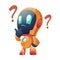 Chatbot with question marks, thoughtful robot faq