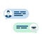 Chatbot robot concept. Dialog help service. User ask question and bot give answer. Vector illustration isolated on white
