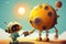 chatbot robot, teaching children about the solar system and planets