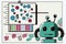 chatbot robot undergoing cognitive assessment, with various stimuli presented to gauge reaction