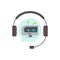 Chatbot support assistant vector icon, flat cartoon robot or bot face in headphones, automatic online chat service