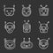 Chatbots chalk icons set